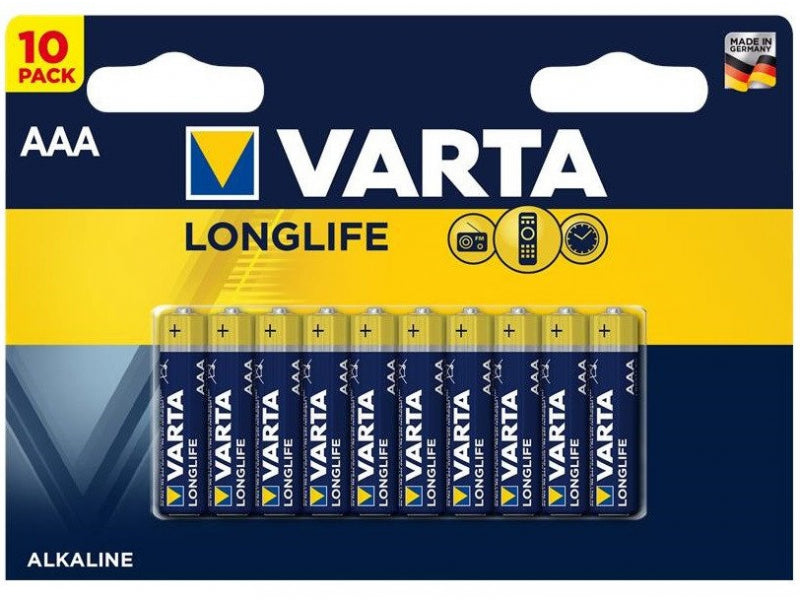 Varta Battery Alkaline. Micro. AAA. LR03. 1.5V Longlife. Blister (10-Pack)
