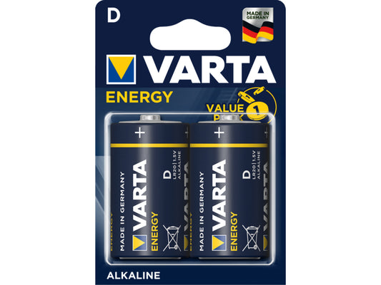 Varta Battery Alkaline. Mono. D. LR20. 1.5V - Energy. Blister (2-Pack)