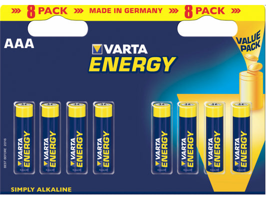 Varta Battery Alkaline. Micro. AAA. LR03. 1.5V - Energy. Blister (8-Pack)