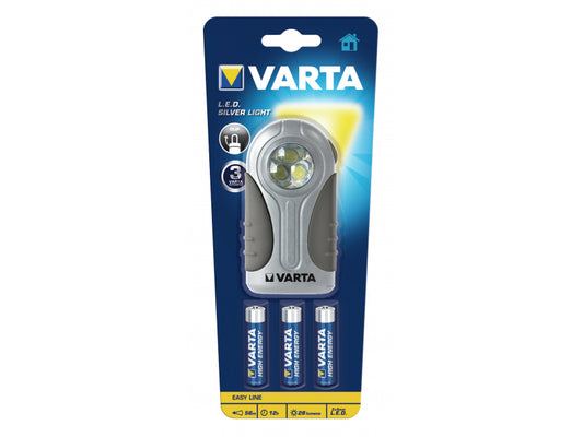 Varta LED Taschenlampe Silver Light. inkl. 3x Batterie Alkaline AAA