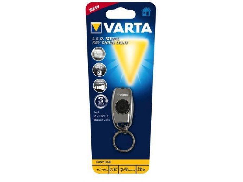 Varta LED Taschenlampe Metal Key Chain Light inkl. 2x Knopfzelle CR2016