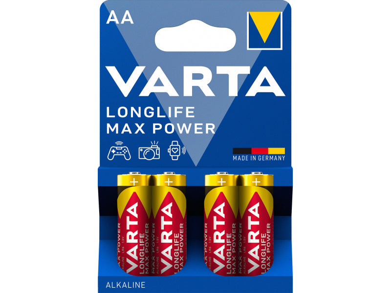 Varta Battery Alkaline. Mignon. AA. LR06. 1.5V Longlife Max Power (4-Pack)