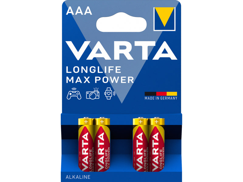 Varta Battery Alkaline. Micro. AAA. LR03. 1.5V Longlife Max Power (4-Pack)