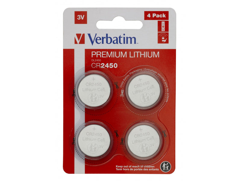 Verbatim Battery Lithium. Knopfzelle. CR2450. 3V - Blister (4-Pack)