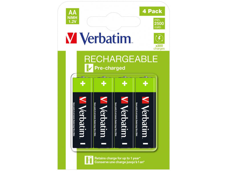 Verbatim Akku NiMH. Mignon. AA. HR06. 1.2V/2500mAh - Blister (4-Pack)