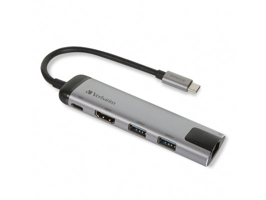 Verbatim USB 3.1-C Hub. Slimline. USB 3.0. HDMI 4K. RJ45 inkl. USB-C Kabel