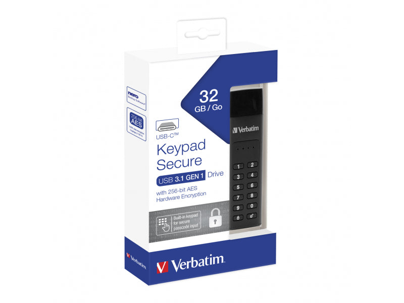 Verbatim USB 3.1 Stick 32GB. Typ C. Secure. Keypad - Retail