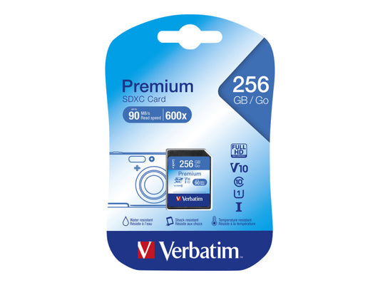 Verbatim SDXC-Card 256GB. Premium. Class 10. U1 - 45MB/s. 300x. Blister