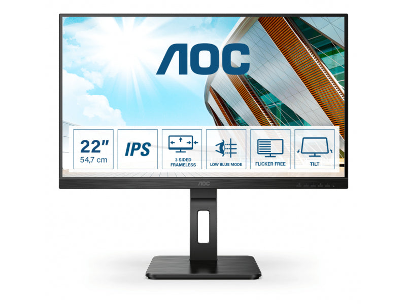 AOC 54.6cm (21.5) 1609 HDMI/DVI/DP/USB. Black -  22P2Q
