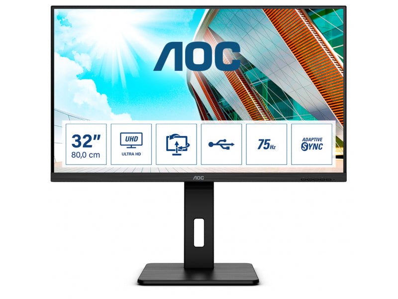 AOC 81.3cm (31.5) 1609 2xHDMI+DP+USB. Black - U32P2CA