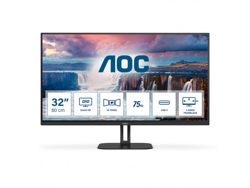 AOC 81.3cm (31.5) 1609 HDMI+DP+USB-C VA.Black - Q32V5CE/BK