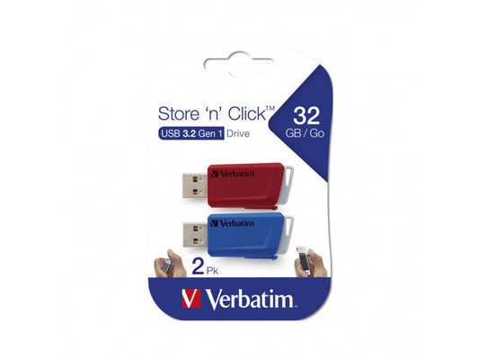 Verbatim Store \'n\' Click - USB 2.0 Drive 3.2 GEN1 - Red/Blue - USB Type-A