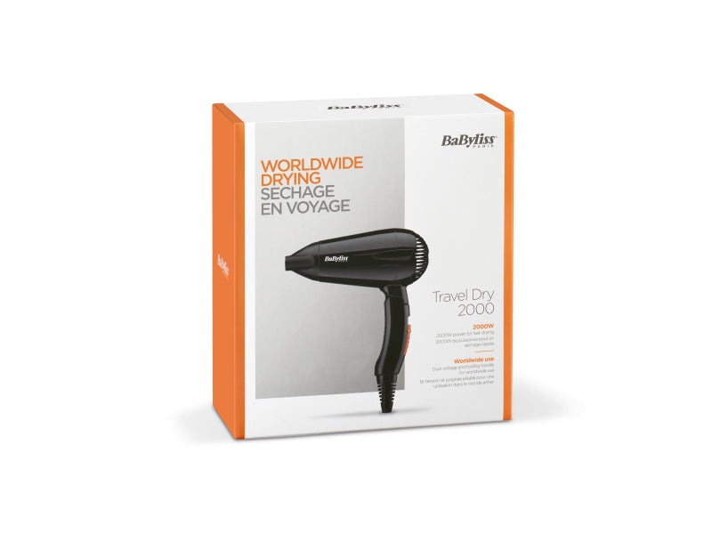 BaByliss Travel Dry 2000 Hairdryer Black 5344E
