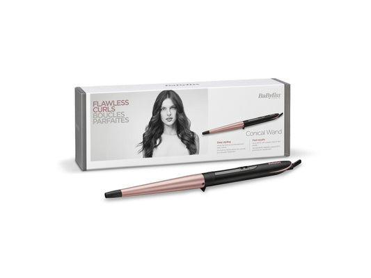 BaByliss Conical Wand Curling Wand Black/Pink C454E
