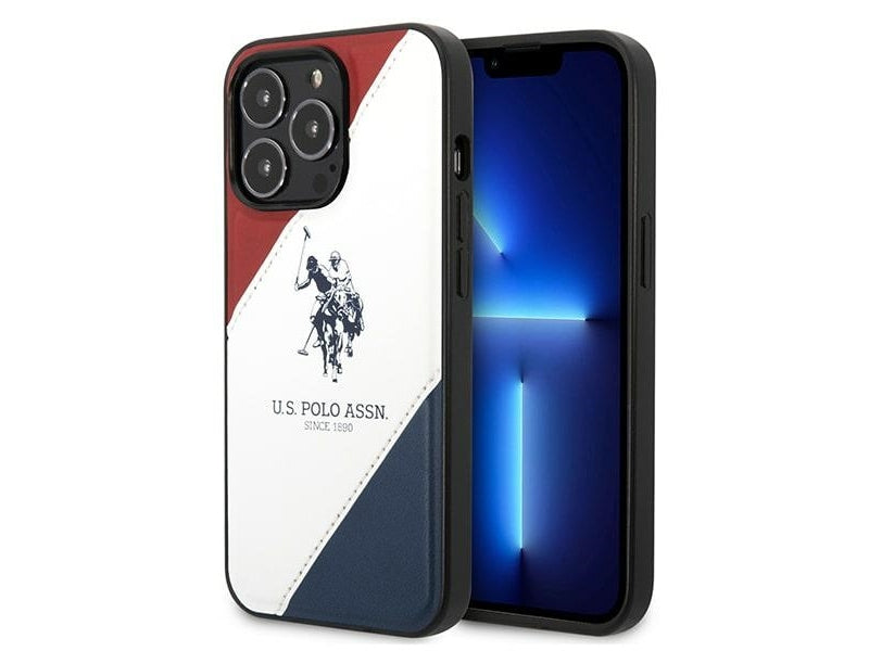 US Polo iPhone 14 Pro white Tricolor Embossed