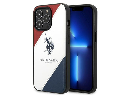 US Polo iPhone 14 Pro Max white Tricolor Embossed