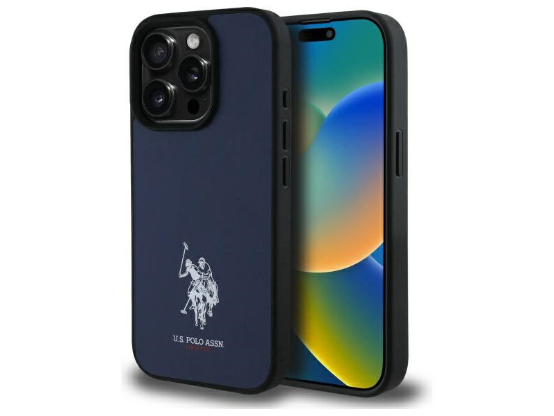 US Polo iPhone 15 Pro Max navy Leather Embroidered DH Color