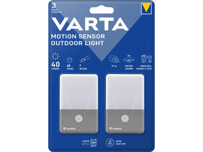 Varta Motion Sensor Outdoor Light LED Flashlight 40lm Pack of 2-16634101402