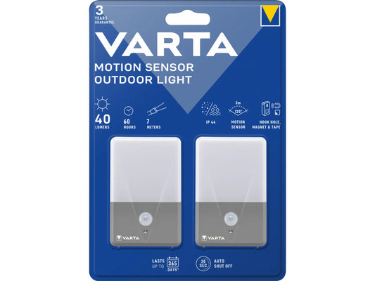 Varta Motion Sensor Outdoor Light LED Flashlight 40lm Pack of 2-16634101402