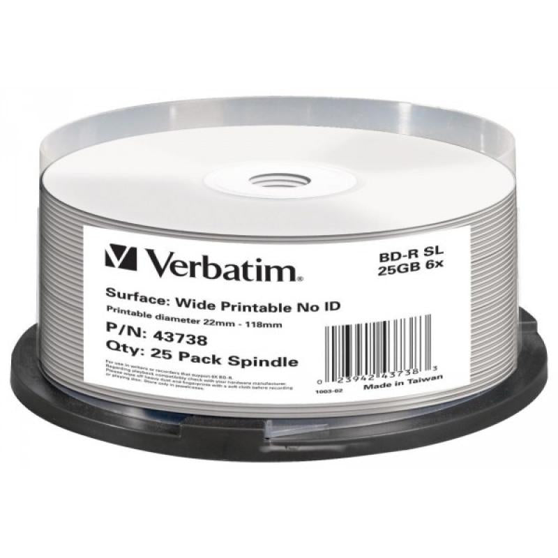 BD-R 25GB Verbatim 6x Inkjet white 25er Cakebox 43738