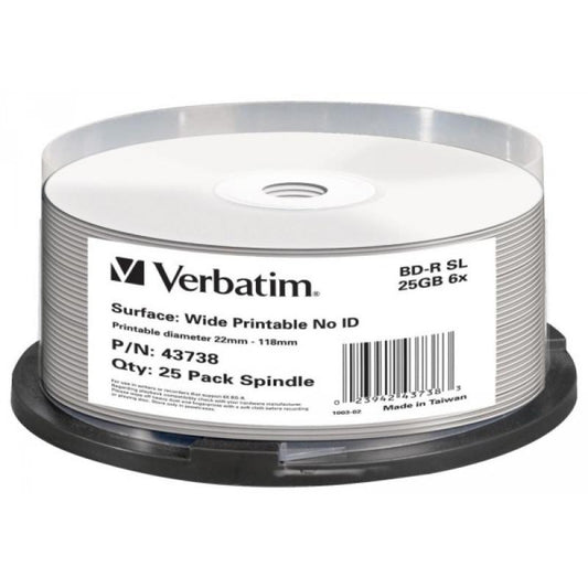 BD-R 25GB Verbatim 6x Inkjet white 25er Cakebox 43738